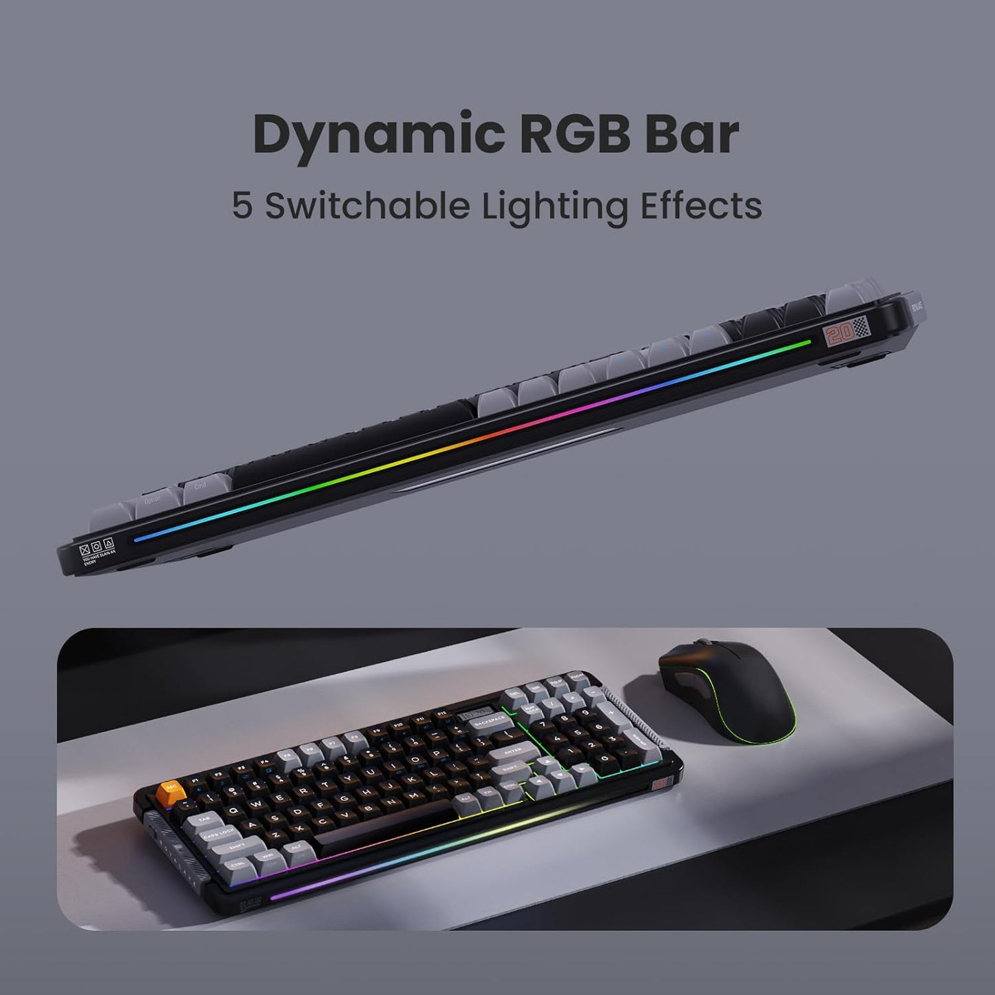 L98 Wireless Mechanical Keyboard with 1.14” TFT LCD, Hot-swappable RGB Keyboard with Gateron G Yellow Pro Switches, Bluetooth/2.4G/Wired, Gasket Mount, PBT Keycaps, Charcoal Gray