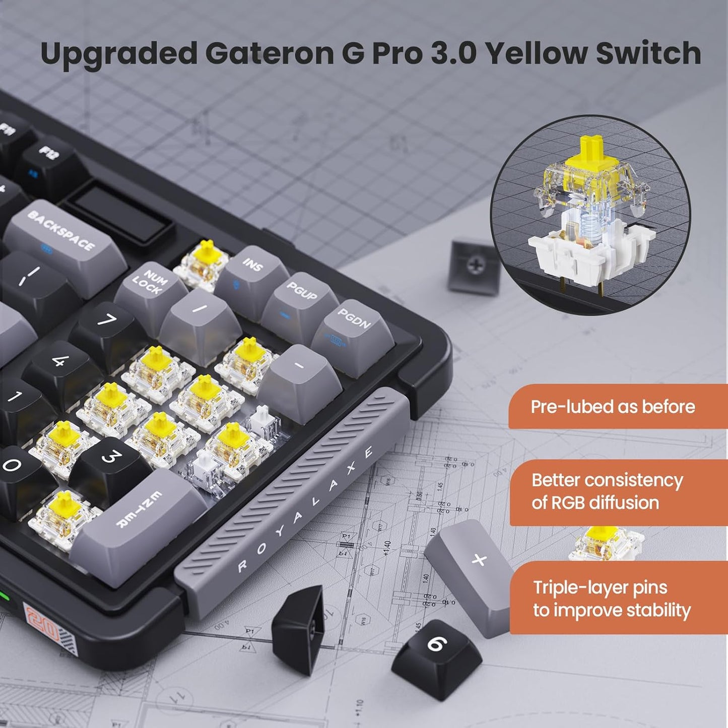 L98 Wireless Mechanical Keyboard with 1.14” TFT LCD, Hot-swappable RGB Keyboard with Gateron G Yellow Pro Switches, Bluetooth/2.4G/Wired, Gasket Mount, PBT Keycaps, Charcoal Gray